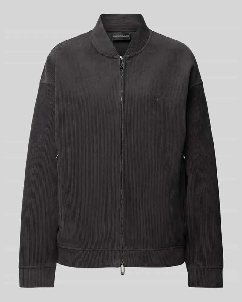 Emporio Armani Sweatjacke mit Stehkragen Anthrazit