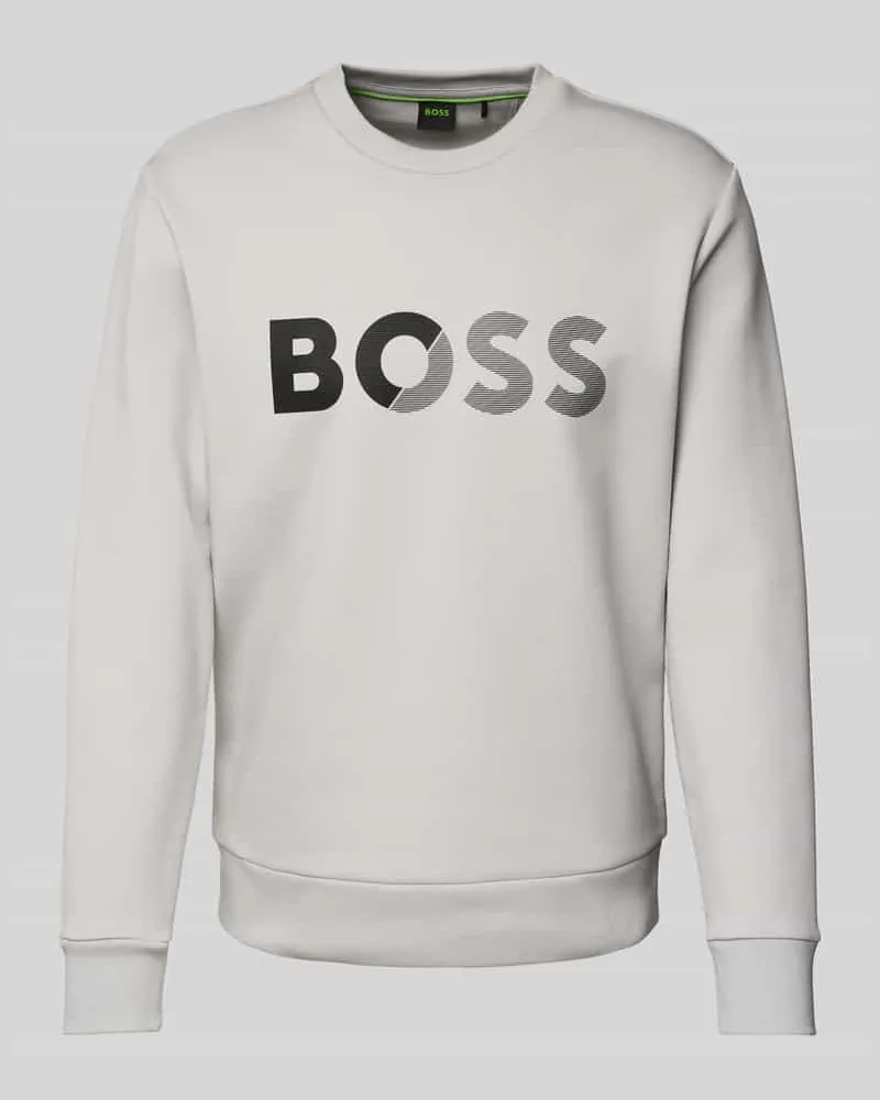 HUGO BOSS Sweatshirt mit Label-Print Hellgrau
