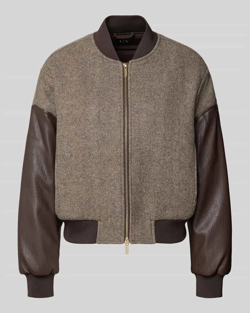 Armani Exchange Blouson in Leder-Optik Dunkelbraun