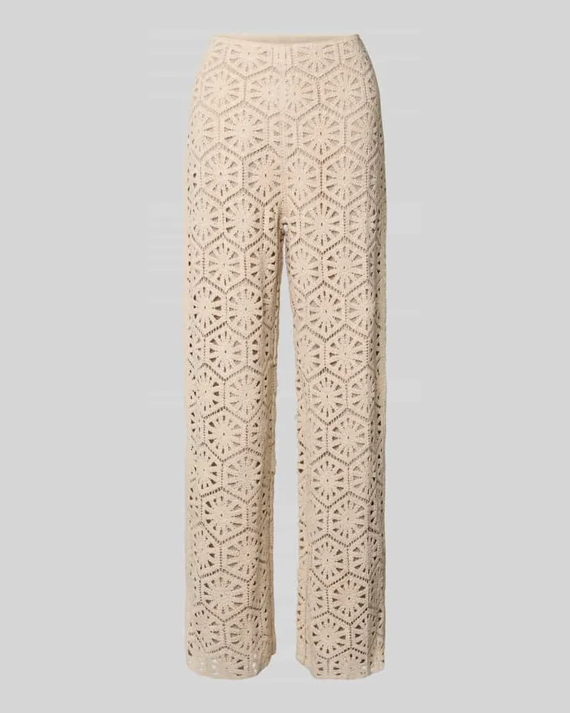 S.Oliver Straight Leg Weite Hose mit Häkelspitze Sand