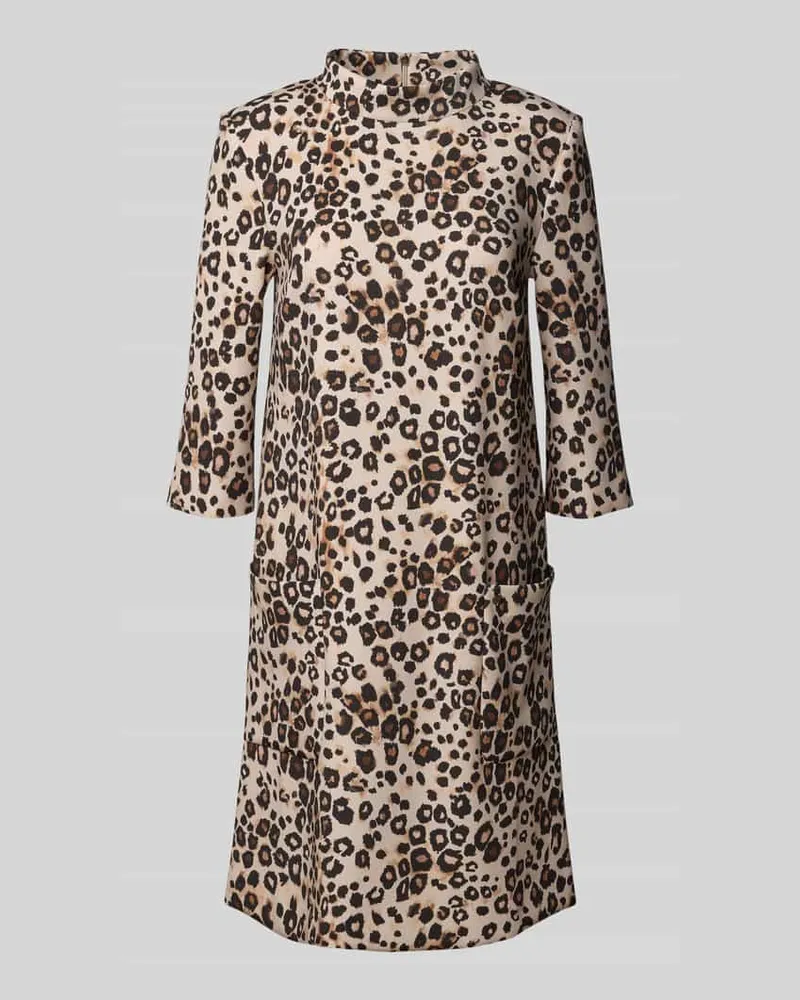 Marc Cain Knielanges Kleid mit Allover-Animal-Print Camel