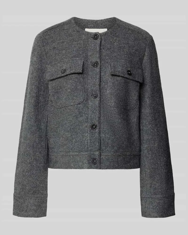 Marc O'Polo Taillierter Kurzblazer aus Viskose-Woll-Mix Dunkelgrau