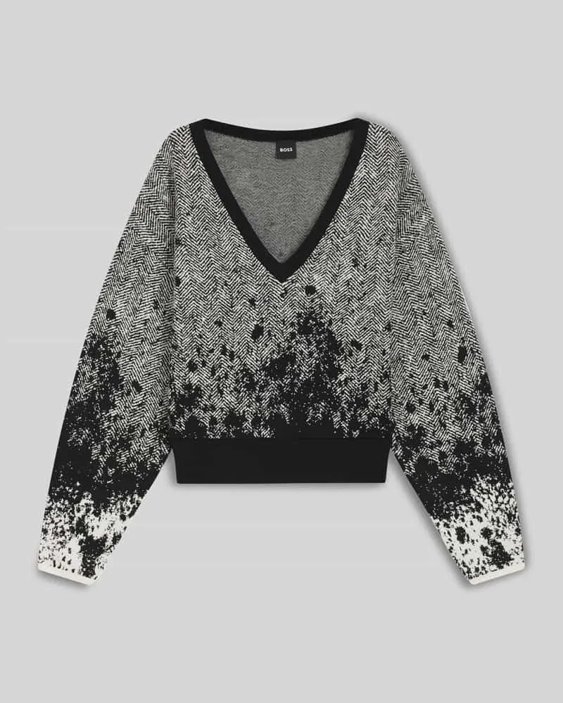 HUGO BOSS Regular Fit Strickpullover aus Viskose-Mix Modell 'FORANDINA Black