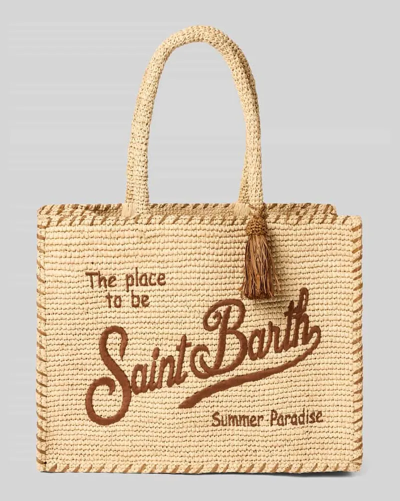 MC2 Saint Barth Shopper mit Label-Stitching Modell 'VANITY RAFFIA Sand