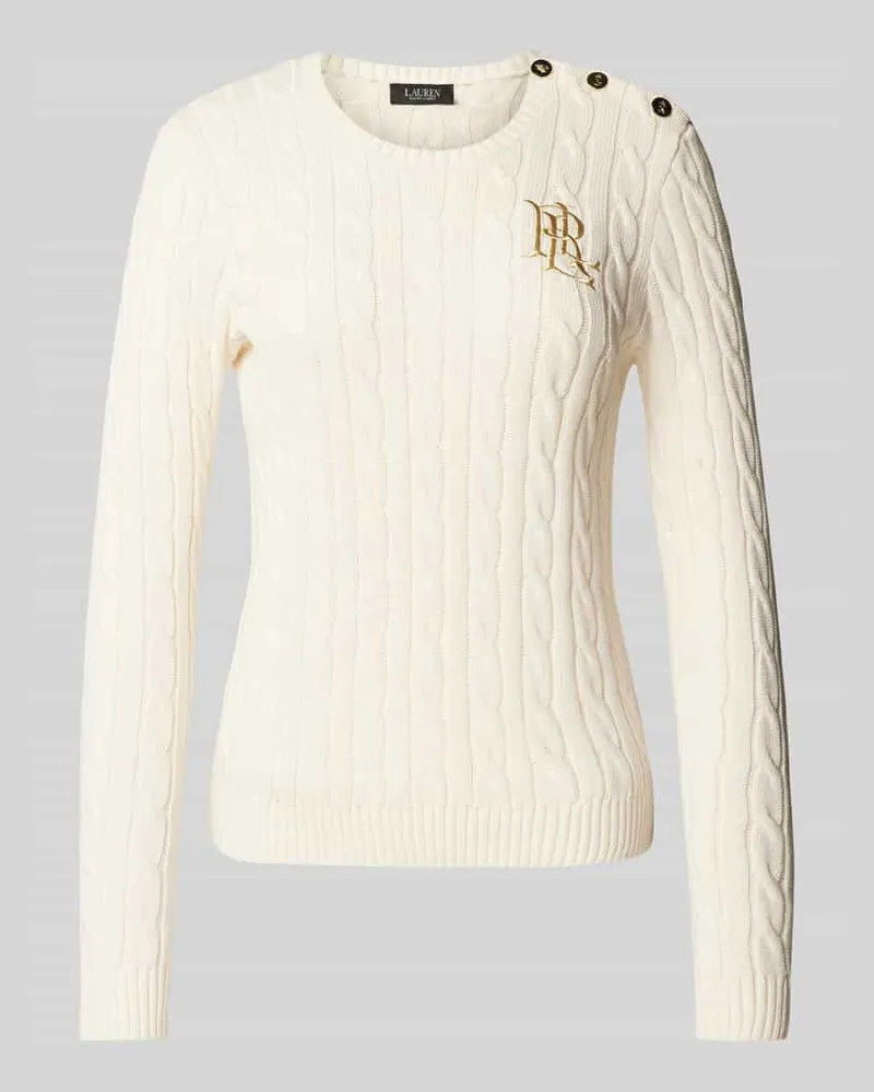 Ralph Lauren Strickpullover mit Label-Stitching Modell 'MONTIVA Offwhite