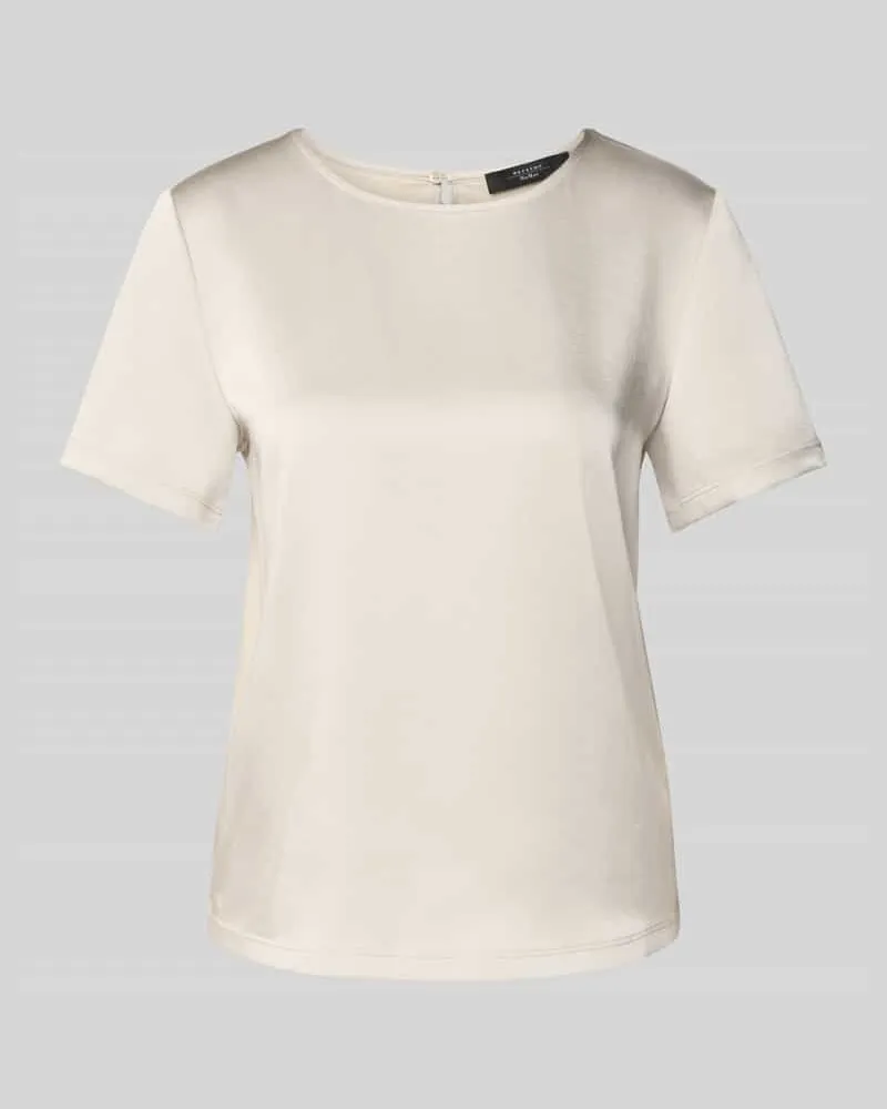 Max Mara Regular Fit T-Shirt aus Satin und Jersey Modell 'GILBERT Ecru