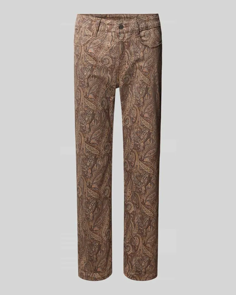 MAC Jeans Straight Fit Jeans aus Baumwoll-Mix mit Modal-Anteil Modell 'Dream Cropped Dunkelbraun