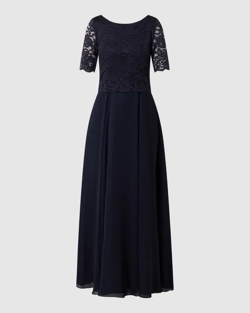 Vera Mont Abendkleid mit Spitzenbesatz Dunkelblau