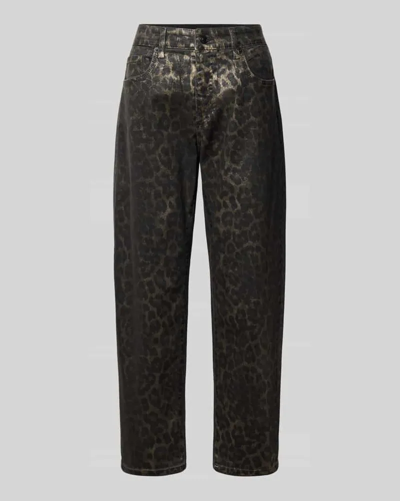 MAC Jeans Barrel Jeans mit Animal Print Mittelbraun