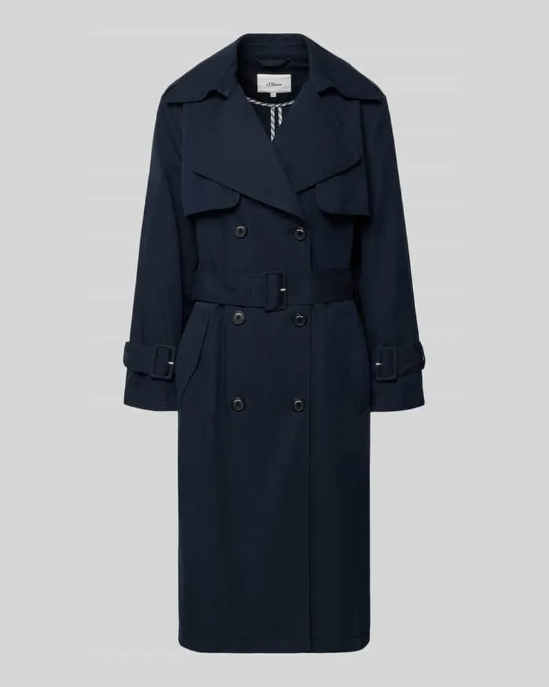 S.Oliver Regular Fit Trenchcoat aus Baumwoll-Lyocell-Mix Marine