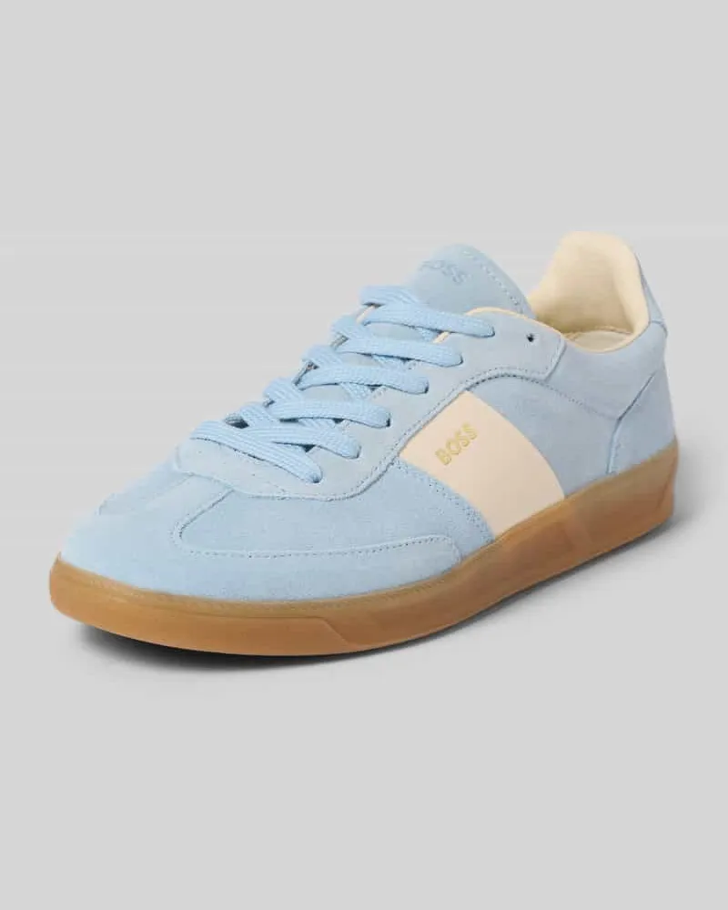 HUGO BOSS Low Top Sneaker aus echtem Rindsleder Modell 'BRENTA_TENN Hellblau