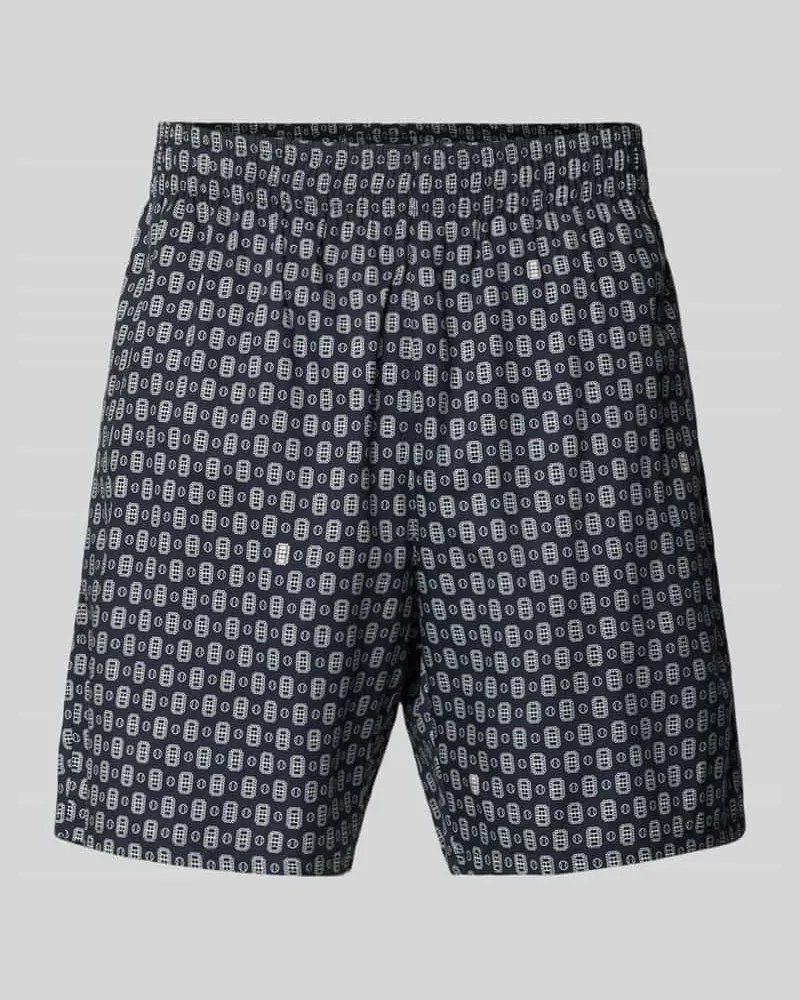 Lacoste Regular Fit Chinoshorts aus Baumwoll-Viskose-Mix Modell 'Aop Short Tenniscourt Marine