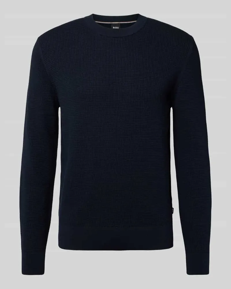 HUGO BOSS Regular Fit Pullover aus reiner Baumwolle Modell 'H-HIBRIDO Marine