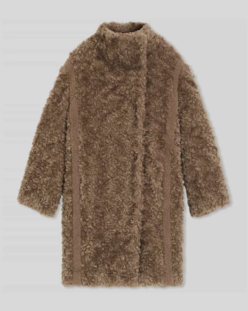 HUGO BOSS Regular Fit Teddy-Mantel mit Woll-Anteil Modell 'CITEDDY Mud