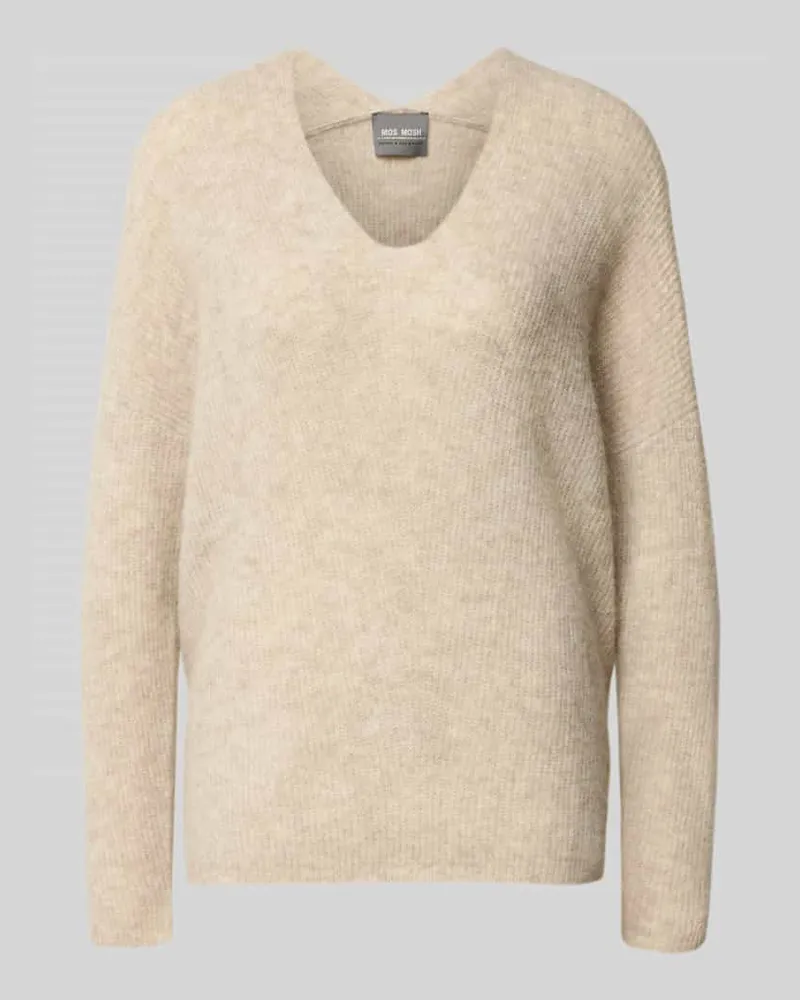 Mos Mosh Strickpullover aus Woll-Mix mit V-Ausschnitt Modell 'THORA Ecru