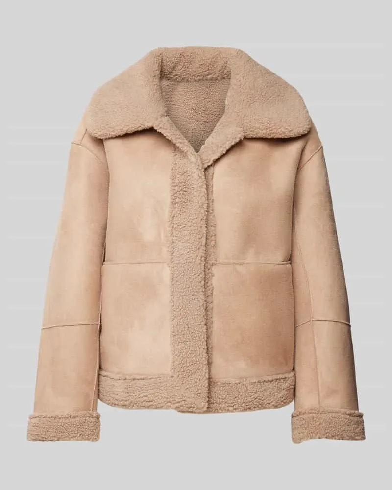 FREEQUENT Sherpa Jacket mit Teilungsnähten Modell 'Lamby Taupe