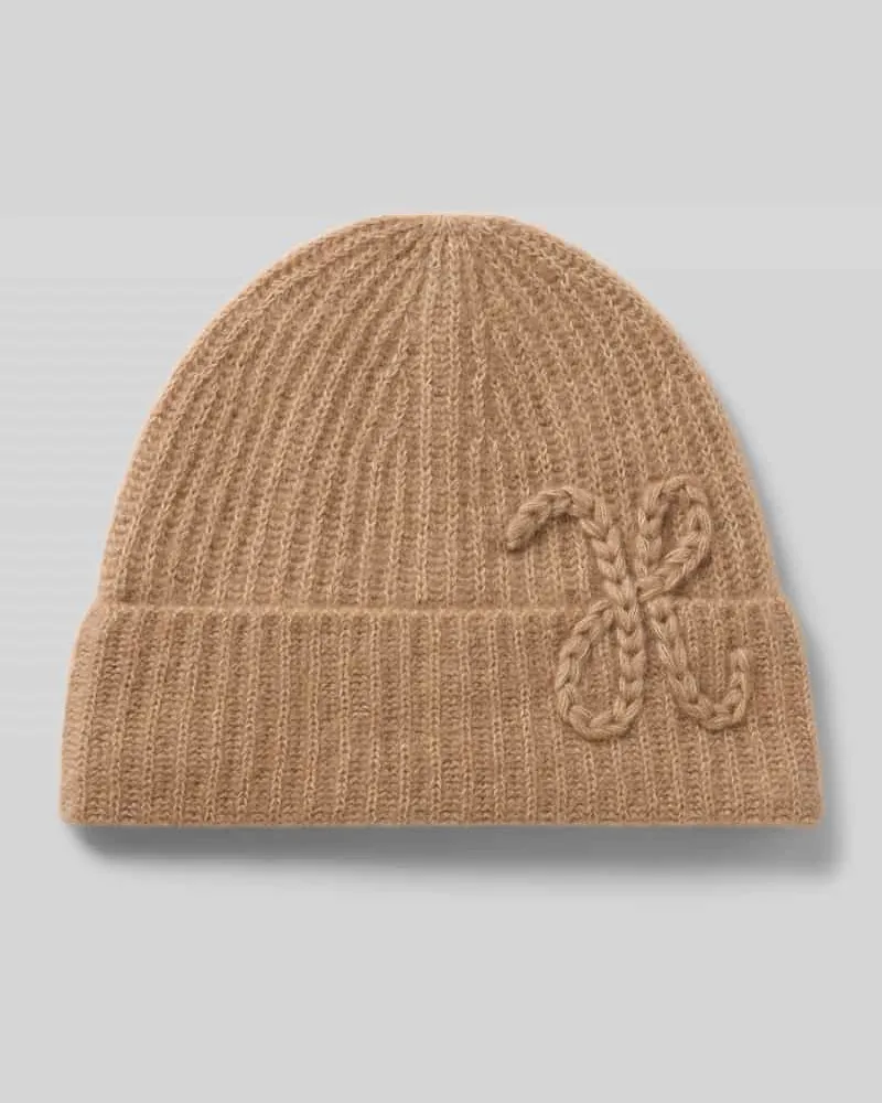 hemisphere Mütze aus Kaschmir mit Stickdetail Mittelbraun
