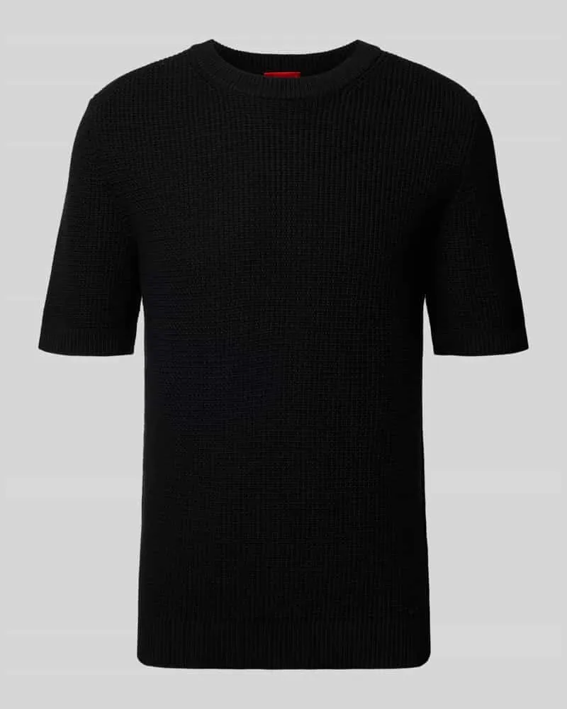 HUGO BOSS Relaxed Fit Strickpullover aus reiner Baumwolle Modell 'SAFFON Black