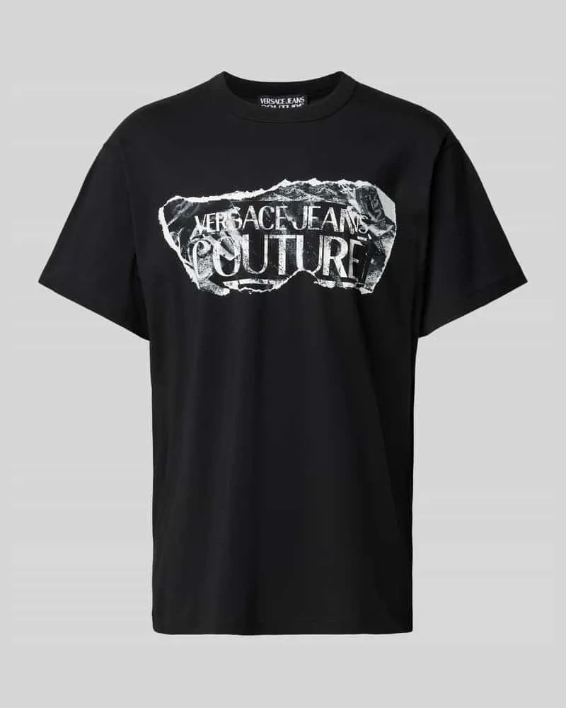 Versace Jeans T-Shirt mit Label-Print Black