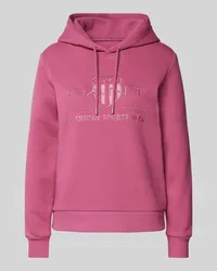 Gant Hoodie mit Label-Stitching Fuchsia