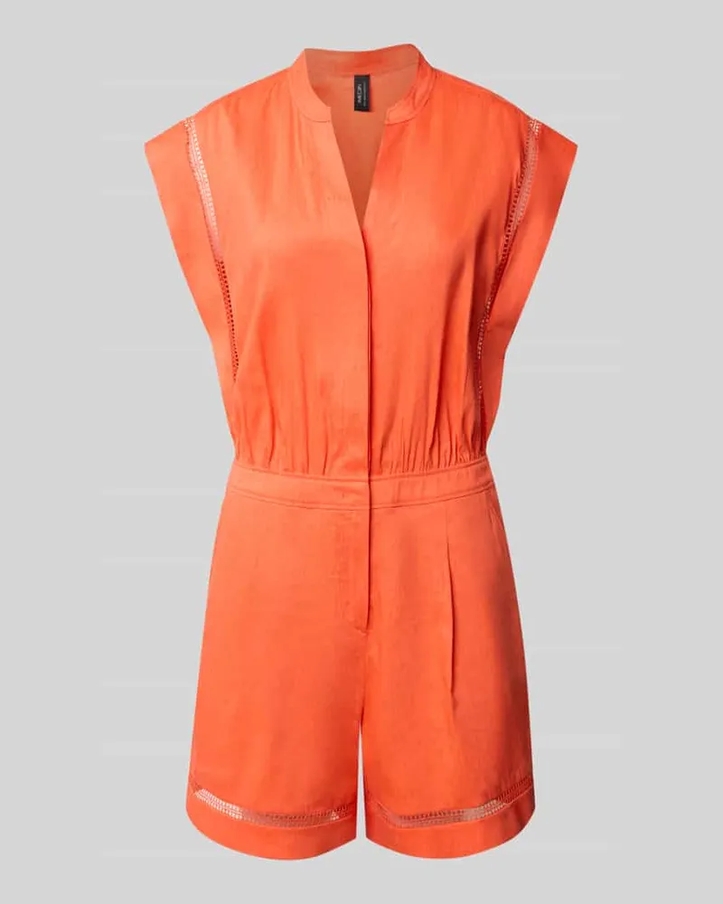 Marc Cain Jumpsuit aus Leinen-Mix mit Loch-Stickerei Koralle