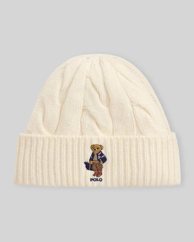 Ralph Lauren Strickmütze aus Woll-Mix Modell 'F26 BR BEANI Offwhite