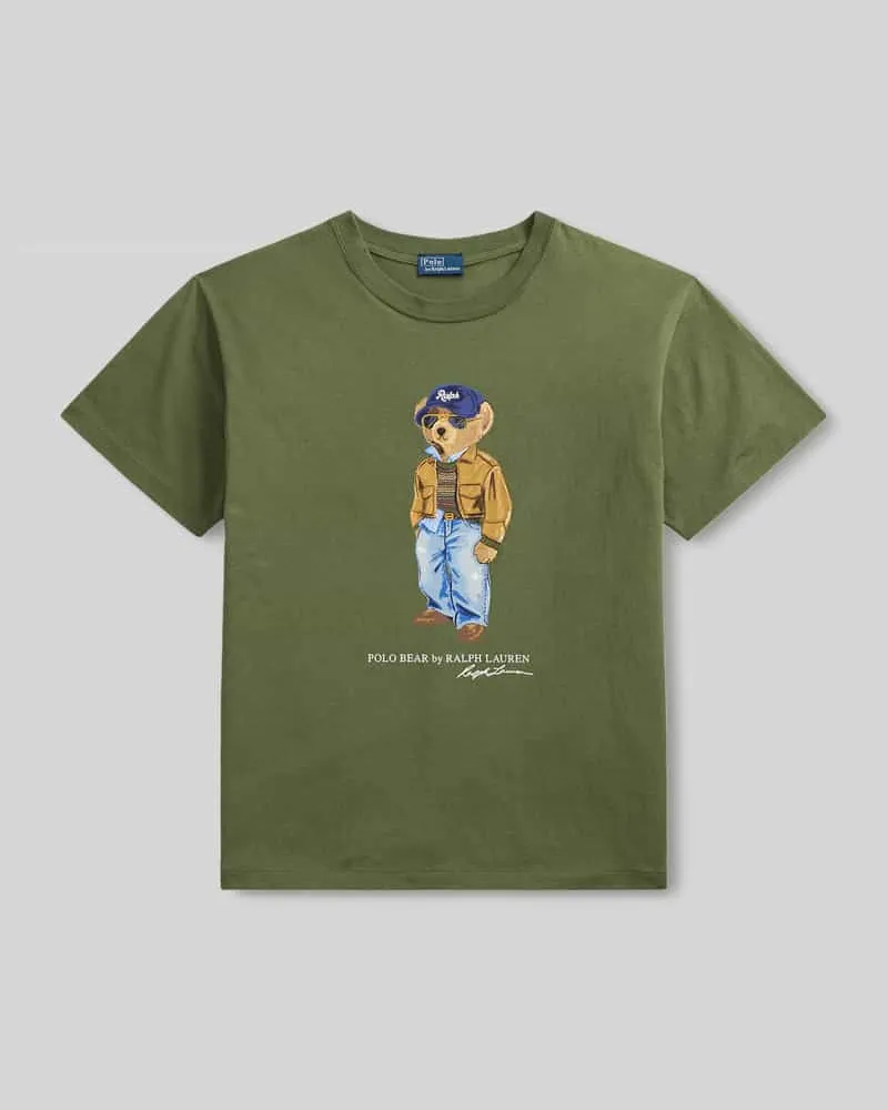 Ralph Lauren Regular Fit T-Shirt mit Polo-Bear-Print Modell 'BEAR TEE Oliv