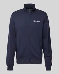 Champion Sweatjacke mit Label-Stitching Dunkelblau