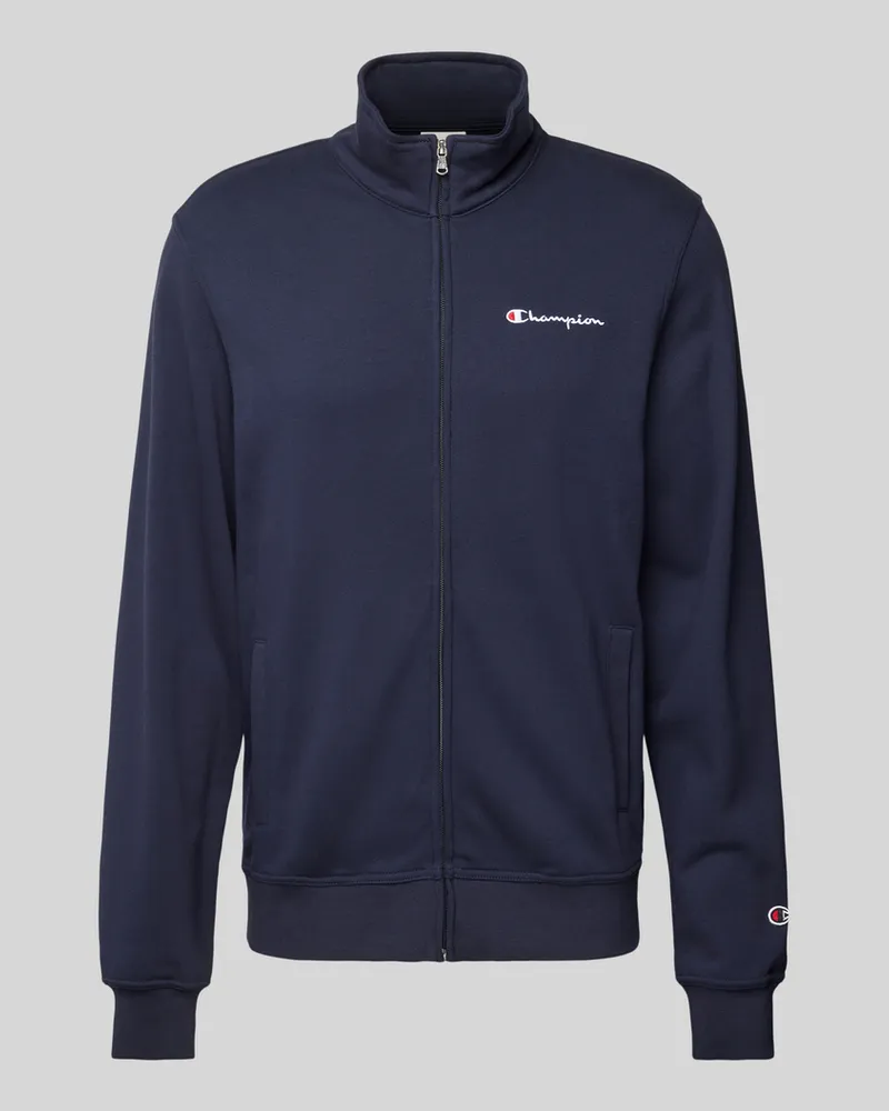 Champion Sweatjacke mit Label-Stitching Dunkelblau