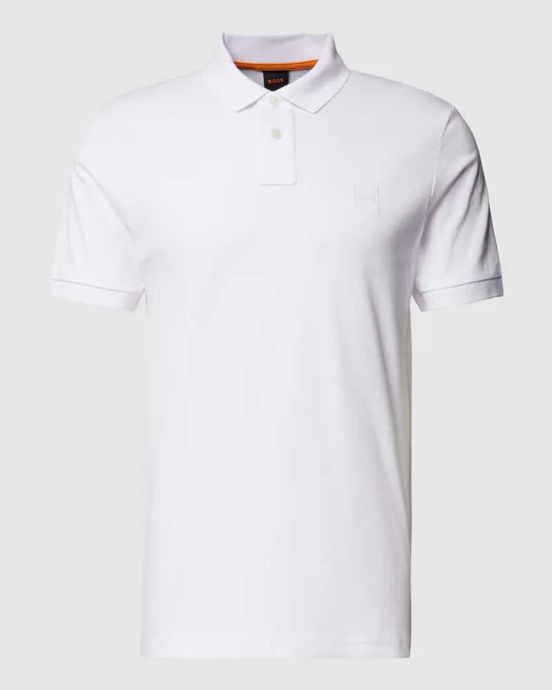 HUGO BOSS Slim Fit Poloshirt mit kurzer Knopfleiste Weiss