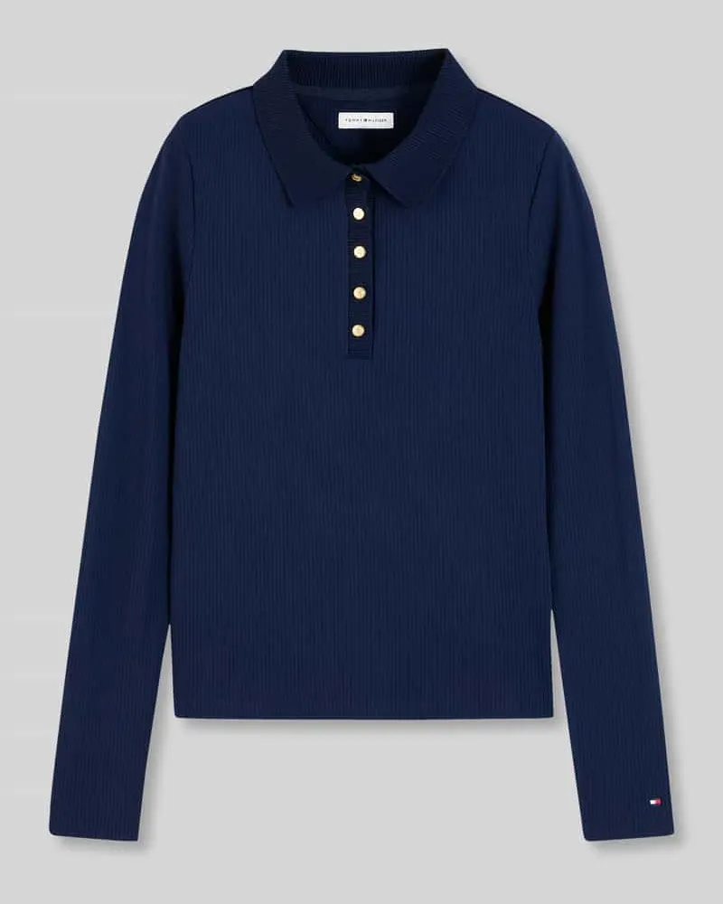 Tommy Hilfiger Langarmshirt mit Rippstruktur Modell 'D-POLO-1/1 Marine