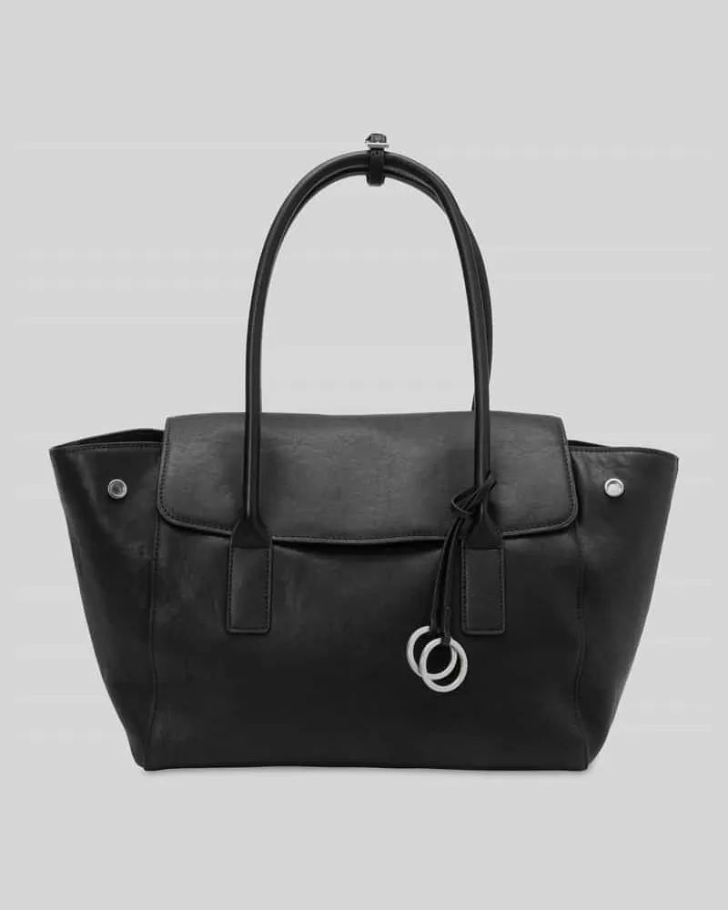 Marc O'Polo Shopper aus Rindsleder mit Metall-Details Black
