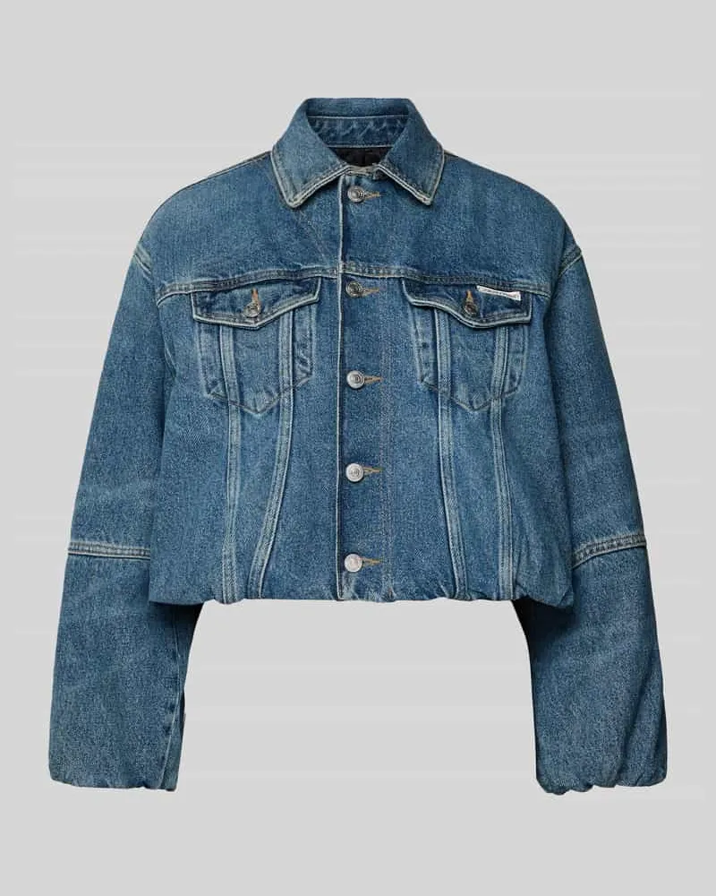 Calvin Klein Cropped Jeansjacke mit Knopfleiste Jeansblau