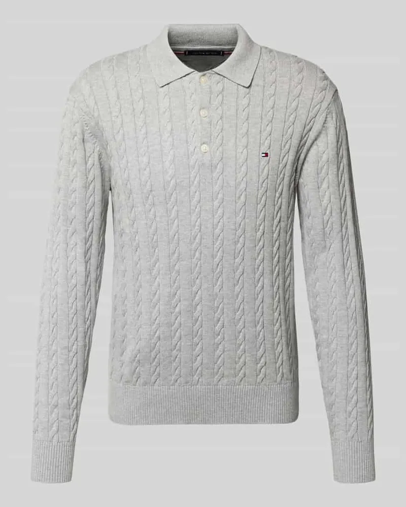 Tommy Hilfiger Regular Fit Strickpullover aus reiner Baumwolle Hellgrau