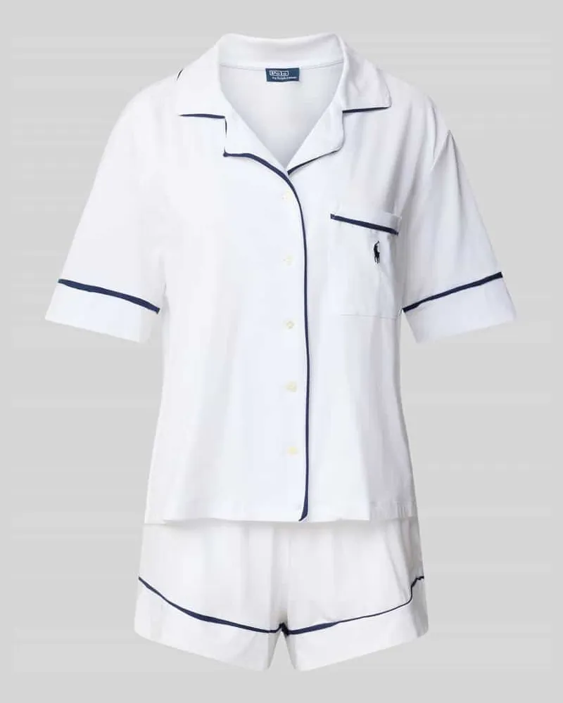 Ralph Lauren Pyjama mit Logo-Stitchings Modell 'POLO ESSENTIALS Offwhite