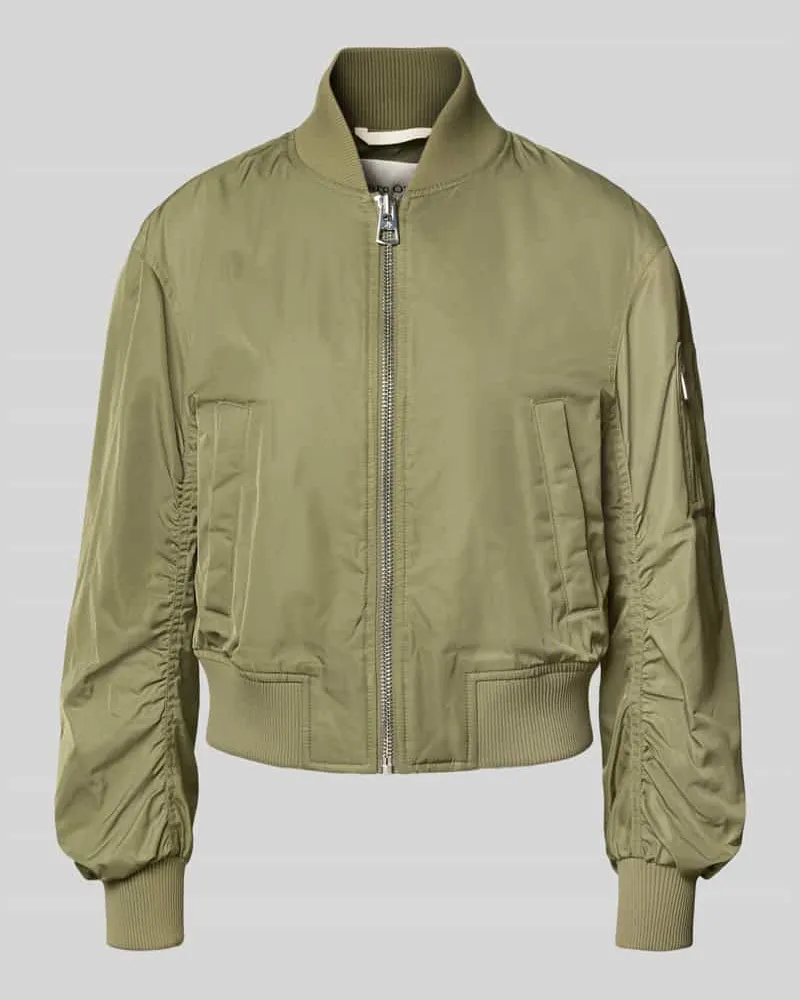 Marc O'Polo Relaxed Fit Bomberjacke mit gerippten Abschlüssen Schilf