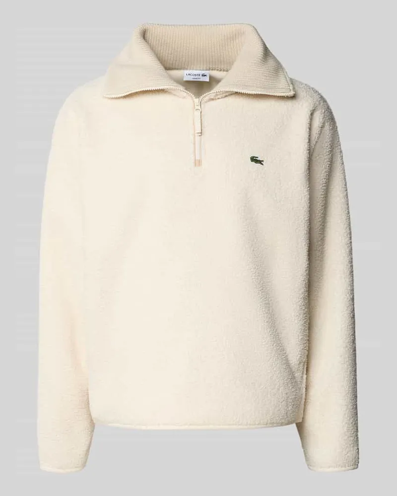 Lacoste Relaxed Fit Sweatshirt mit Troyer Kragen aus warmen Fleece Offwhite