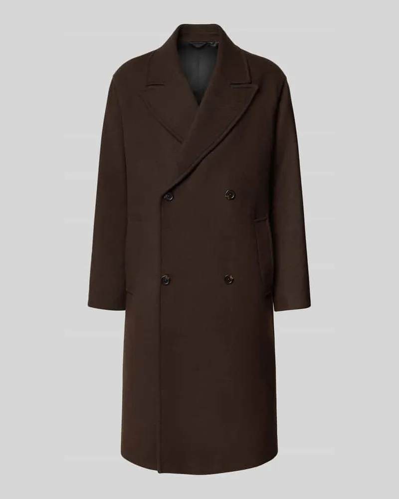 Selected Homme Relaxed Fit Mantel aus Woll-Mix Modell 'SIMON Dunkelbraun