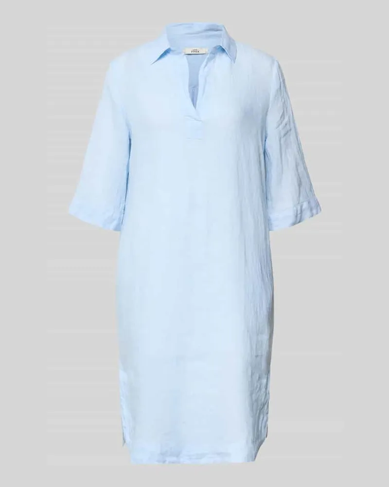 0039 Italy Knielanges Leinenkleid Modell 'DERRY Bleu