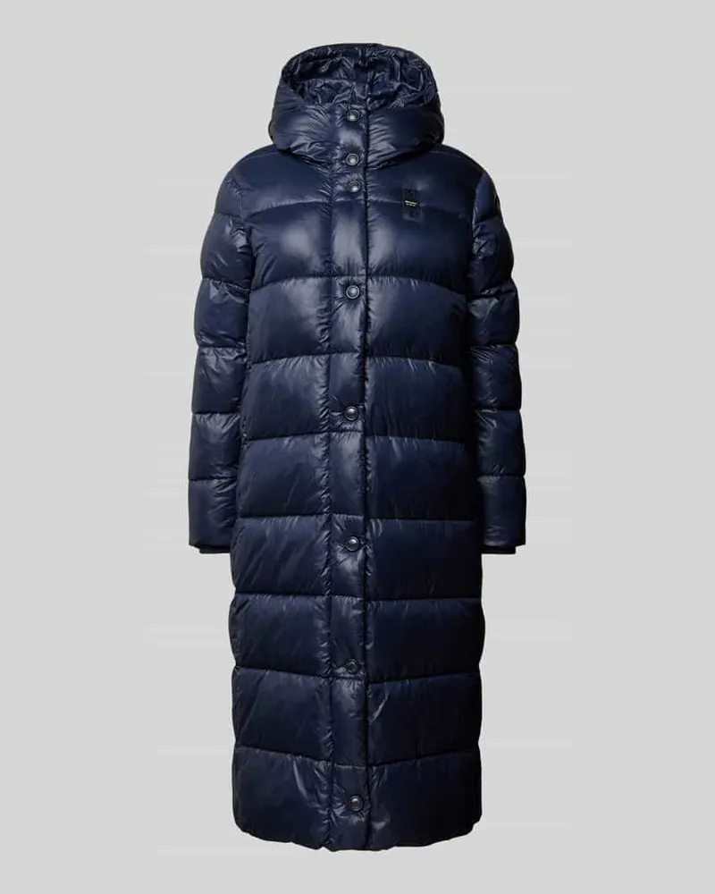 Blauer Regular Fit Steppmantel mit Kapuze Marine