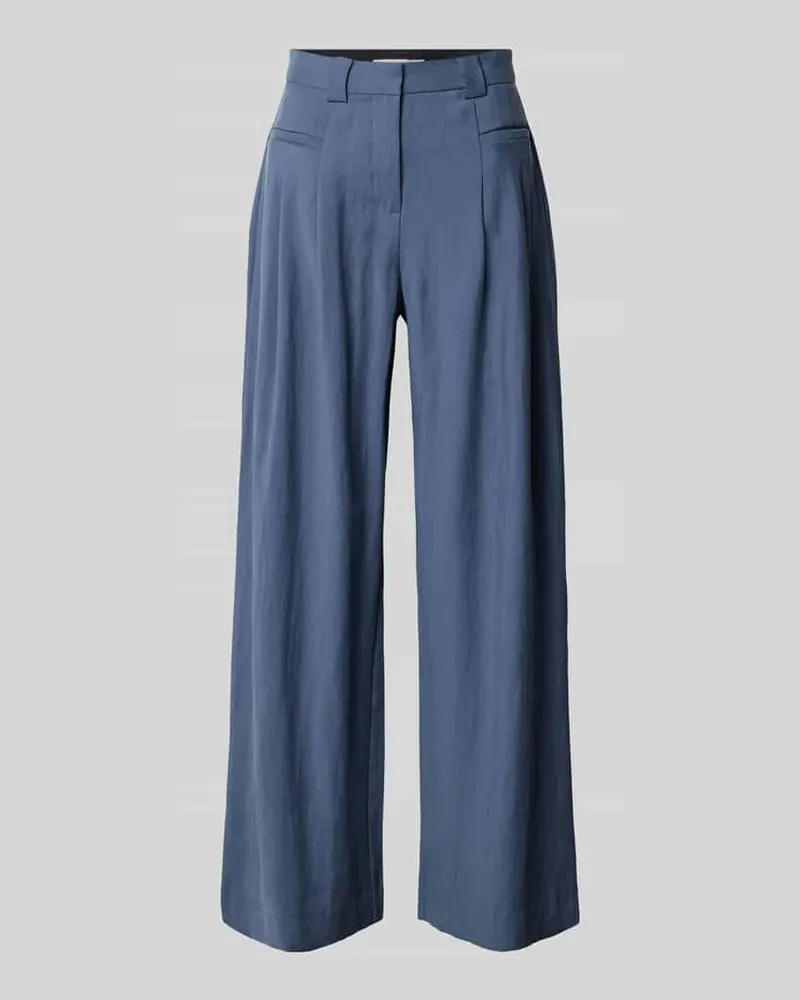 MOSS COPENHAGEN High Waist Hose aus Viskose-Mix Modell 'Frode Rauchblau