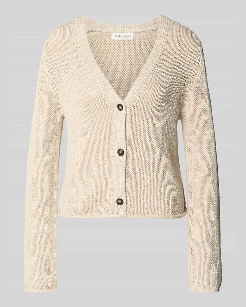 Marc O'Polo Slim Fit Strickjacke aus Baumwoll-Mix Stein