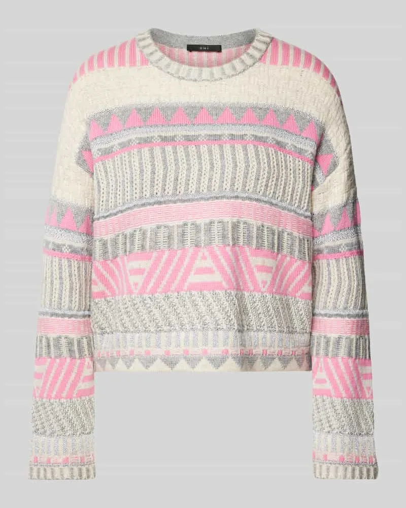 Oui  Strickpullover mit überschnittenen Schultern Rosa