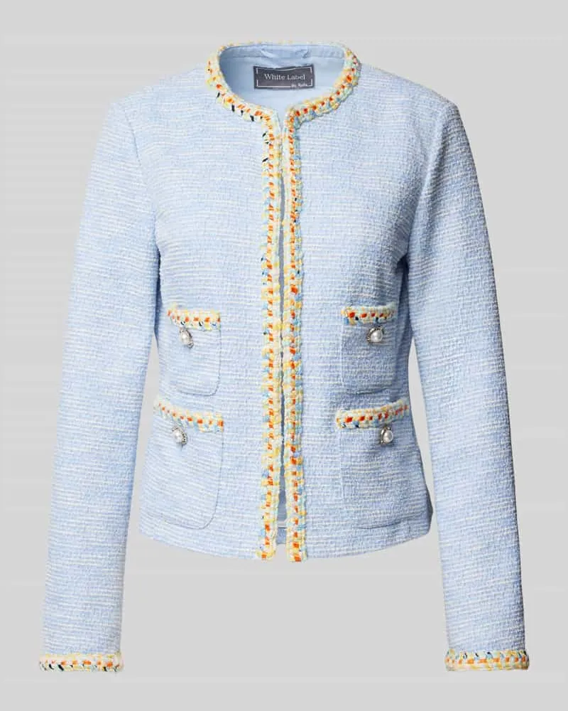 White Label Slim Fit Blazer in Bouclé-Optik Bleu