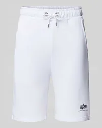 Alpha Industries Regular Fit Sweatshorts mit Label-Print Weiss