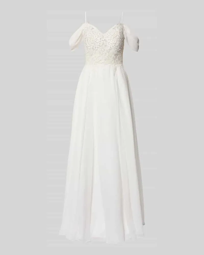 LUXUAR Brautkleid mit Spaghettiträger Offwhite