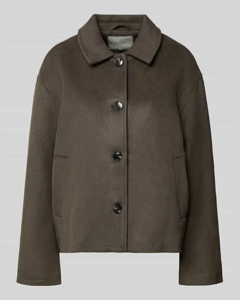 Neo Noir Jacke aus Woll-Mix mit Knopfleiste Modell 'Hamra Khaki