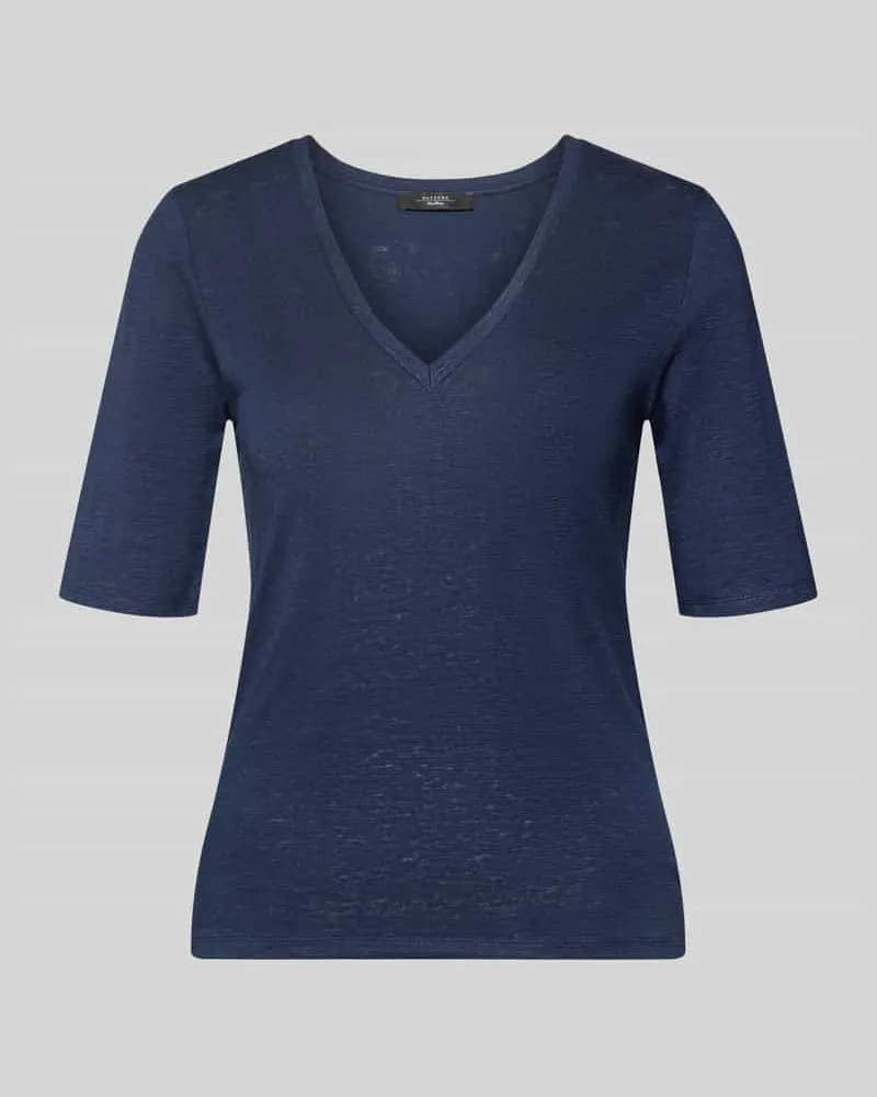 Max Mara Regular Fit T-Shirt aus Leinen-Mix Modell 'OPZIONE Marine
