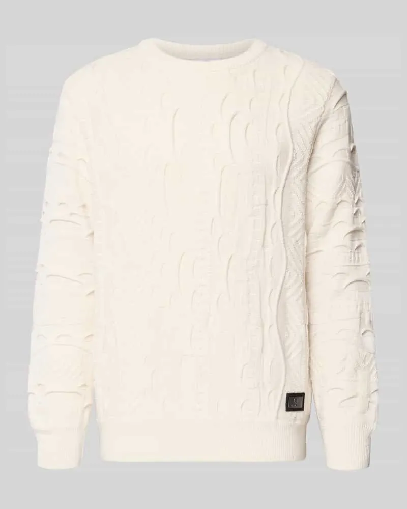 Carlo Colucci Regular Fit Strickpullover mit Strukturmuster Offwhite