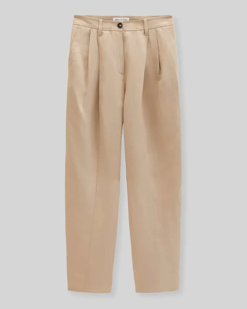 Marc O'Polo Relaxed Fit Bundfaltenhose mit Leinen-Anteil Sand